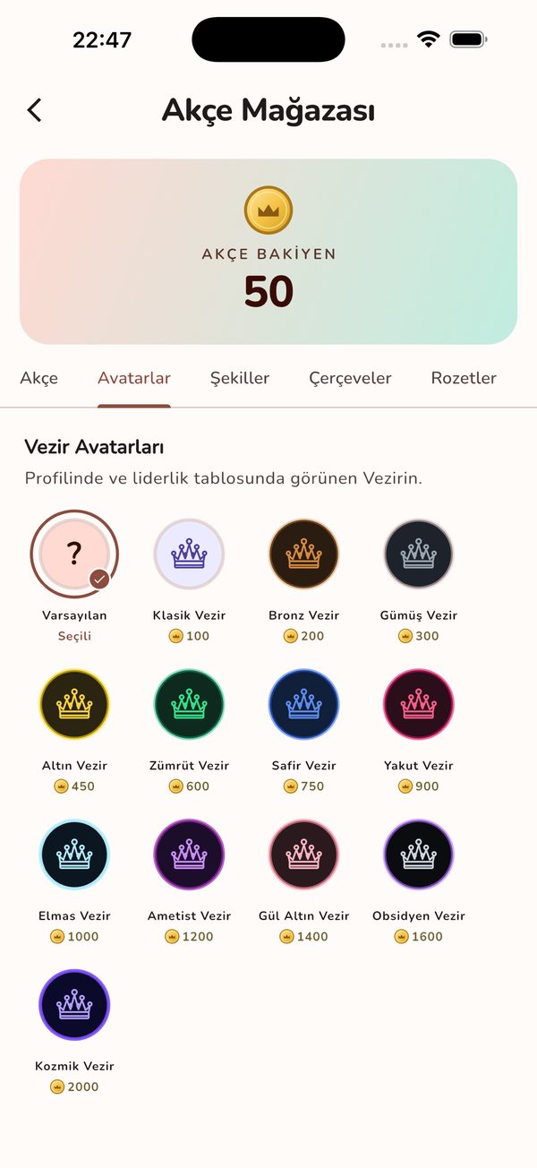 Akçe mağazası: vezir avatarları