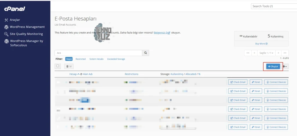 cPanel Mail Oluşturma