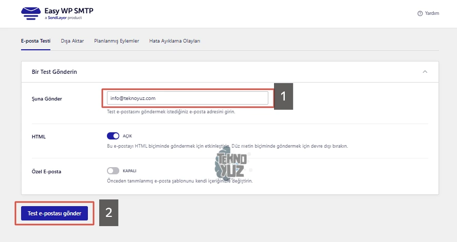 Wordpress Easy SMTP Test Mail Gönderme