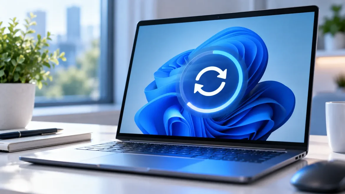 Windows 11 Ekim 2026 güncellemesini gösteren dizüstü bilgisayar